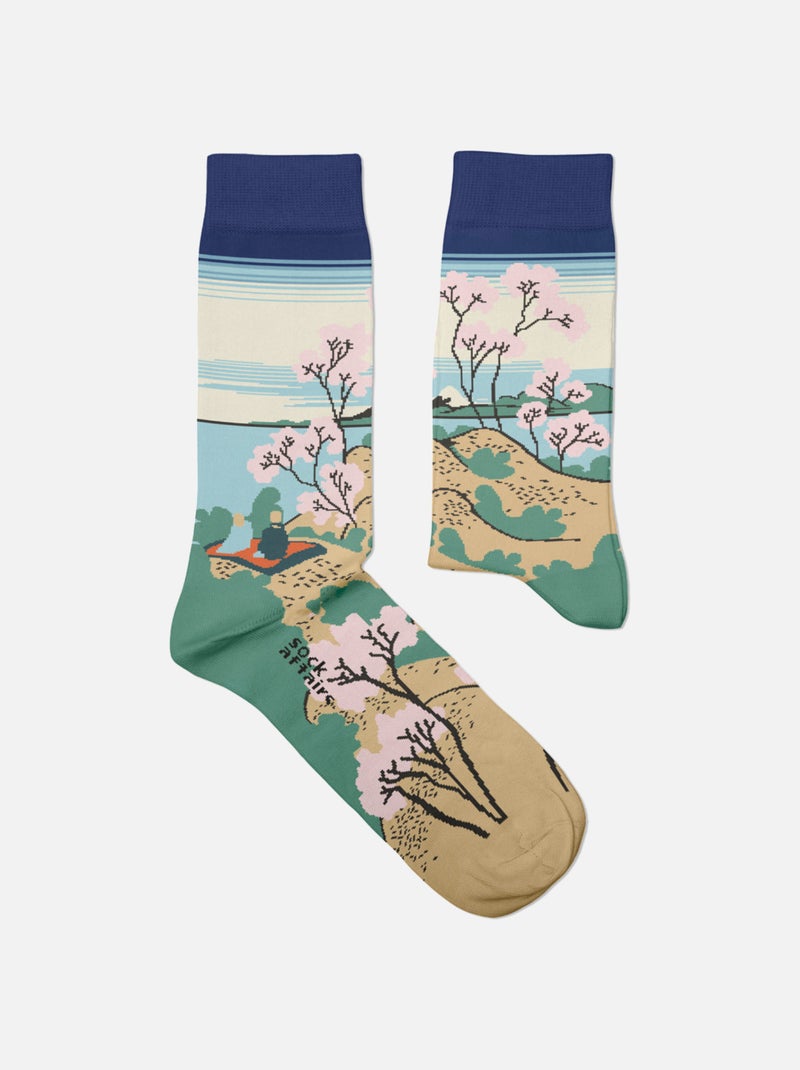 Chaussettes Sock Affairs Mont Fuji, Hokusai Beige/Vert/Bleu - Kiabi