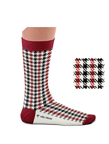 Chaussettes Sock Affairs Pied de Poule Bordeaux (Tissus Porsche)