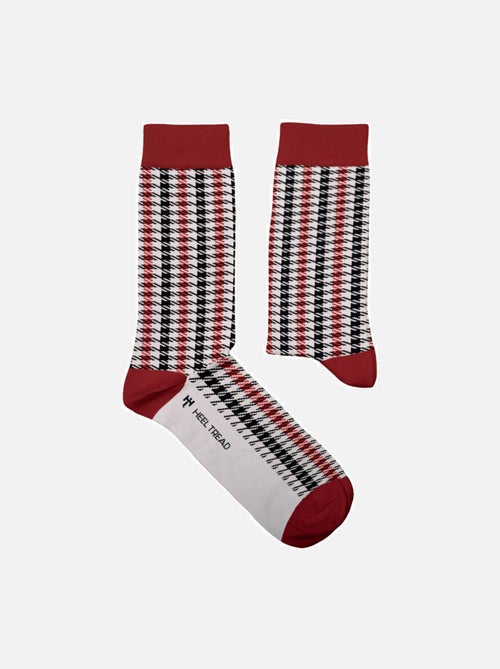 Chaussettes Sock Affairs Pied de Poule Bordeaux (Tissus Porsche) - Kiabi