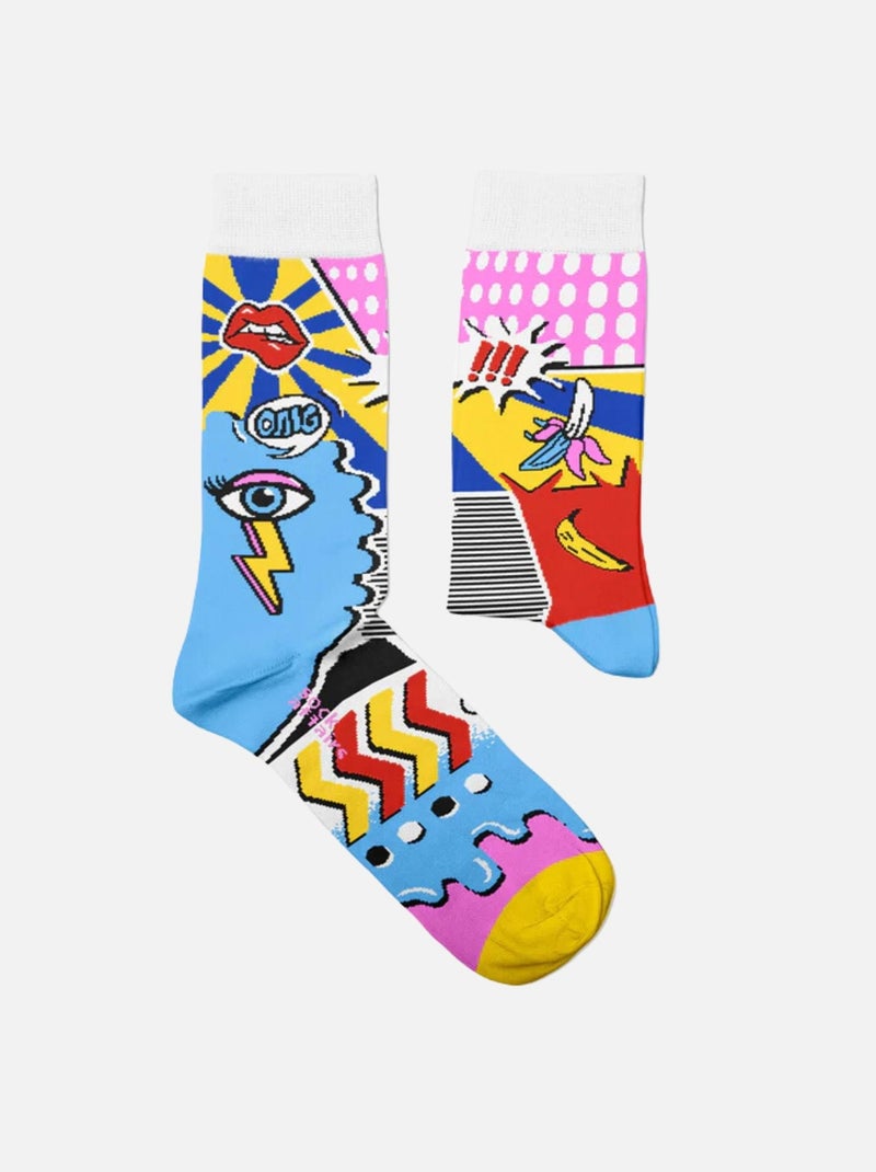 Chaussettes Sock Affairs Pop Art Bleu Jaune - Kiabi