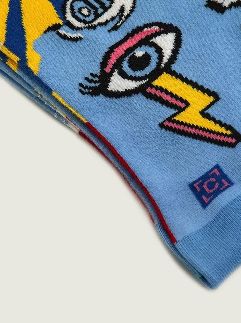 Chaussettes Sock Affairs Pop Art Bleu Jaune - Kiabi