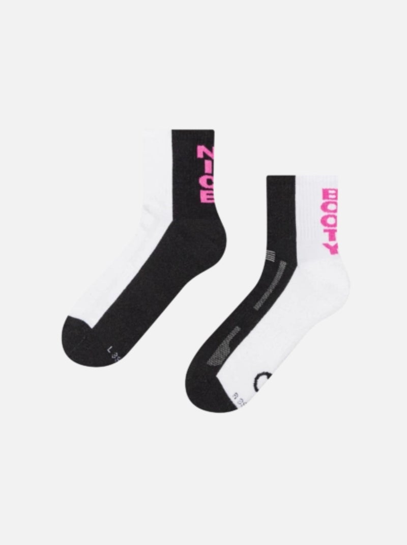 Chaussettes Sport Coolmax® courtes Nice Booty Noir Blanc - Kiabi