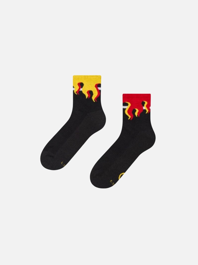 Chaussettes Sport Coolmax® courtes On Fire Noir Orange Noir - Kiabi