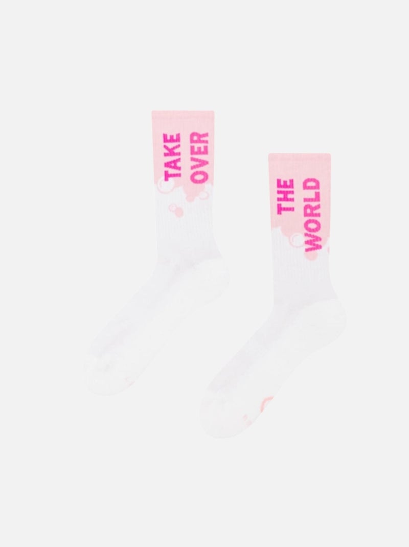 Chaussettes Sport Coolmax® Take Over The World Blanc Rose - Kiabi