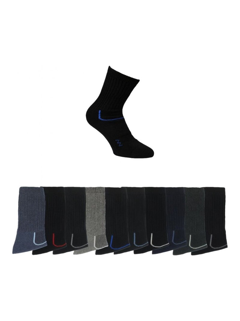Chaussettes sport garçon lot de 10 Noir Bleu marine Gris - Kiabi