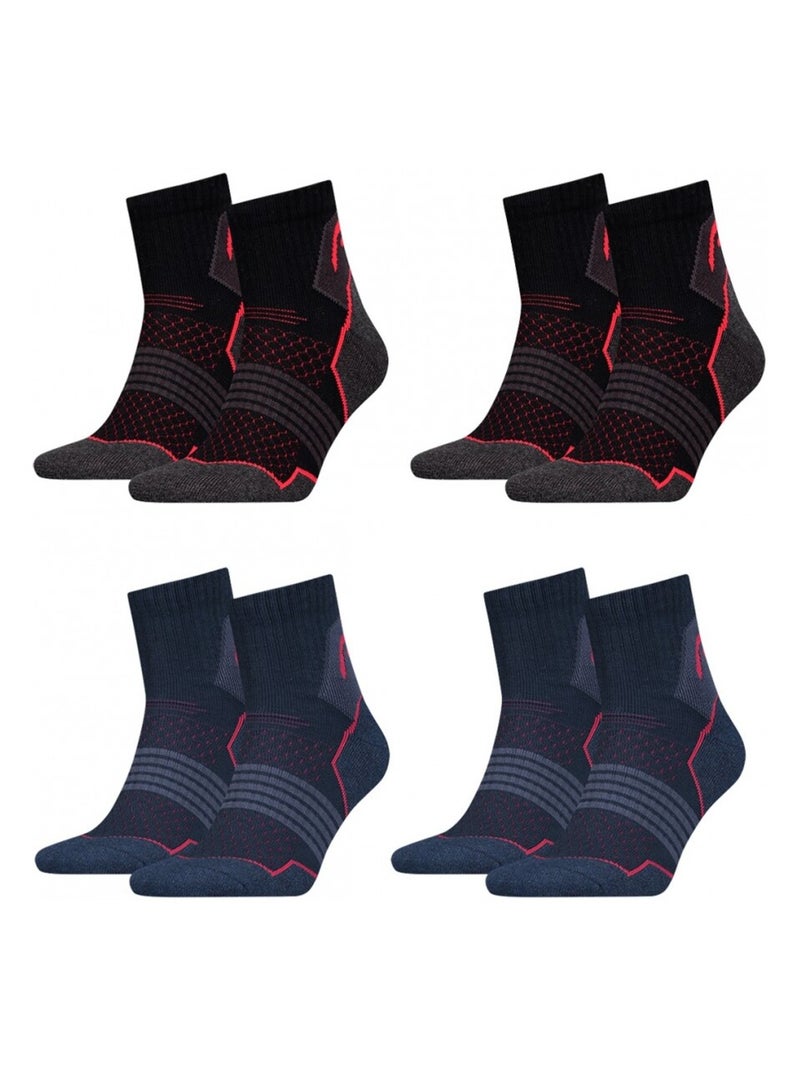 Chaussettes SPORT HEAD PERFORMANCE - Pack de 4 Noir Bleu - Kiabi