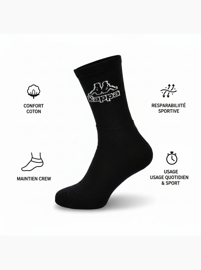 Chaussettes SPORT KAPPA CREW - Pack de 12 Paires Noir - Kiabi