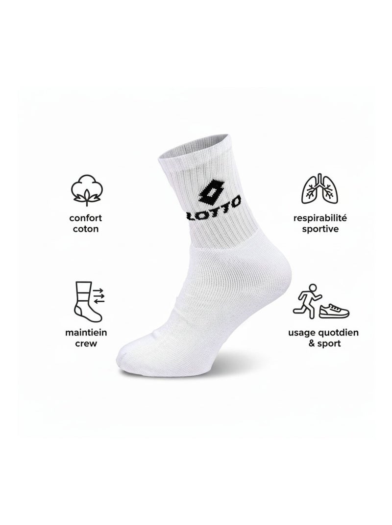 Chaussettes SPORT LOTTO CREW - Pack de 12 Paires Blanc - Kiabi