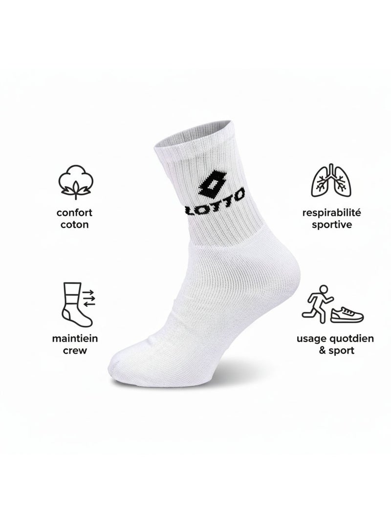 Chaussettes SPORT LOTTO CREW - Pack de 6 Paires Blanc - Kiabi