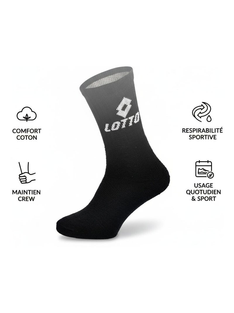 Chaussettes SPORT LOTTO CREW - Pack de 9 Paires Noir - Kiabi
