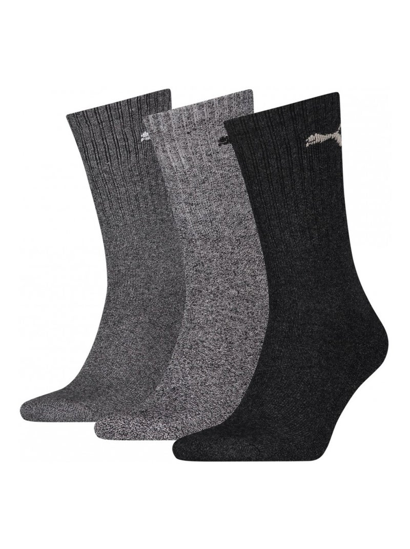 Chaussettes Sport PUMA Tennis CREW - Pack de 3 Gris Gris Noir - Kiabi