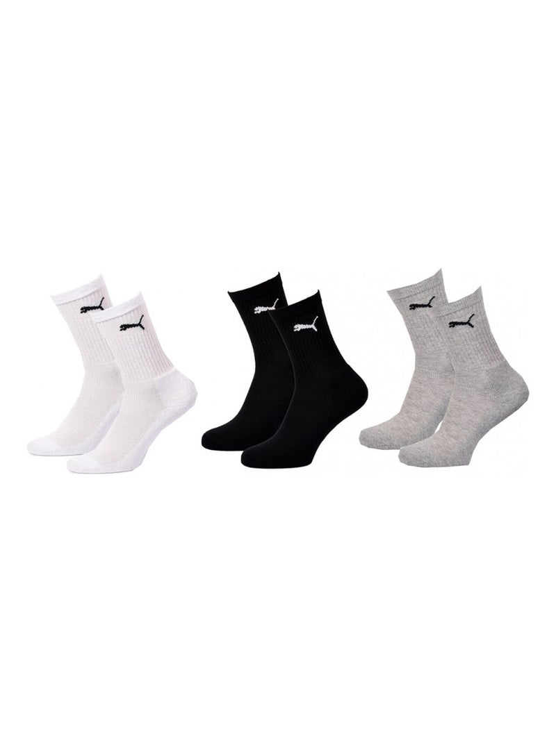 Chaussettes Sport PUMA Tennis CREW JUNIOR - Pack de 3 Blanc Noir Gris - Kiabi