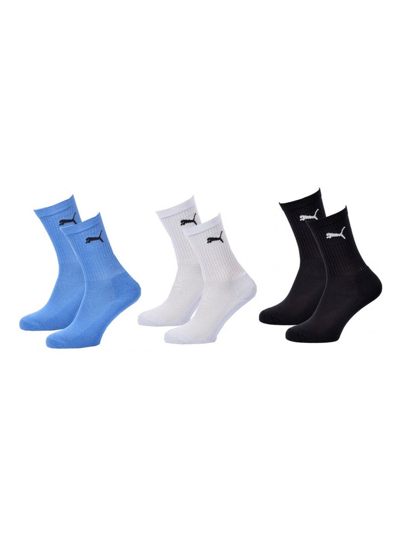 Chaussettes Sport PUMA Tennis CREW JUNIOR - Pack de 3 Bleu Blanc Noir - Kiabi