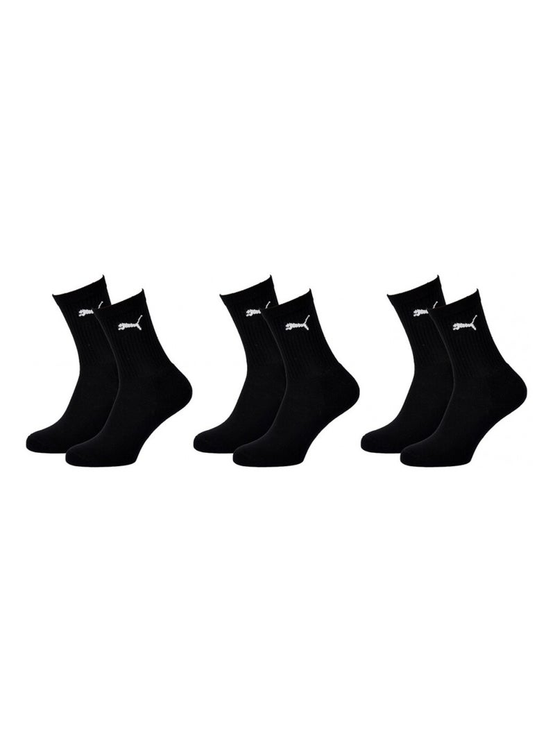 Chaussettes Sport PUMA Tennis CREW JUNIOR - Pack de 3 Noir - Kiabi