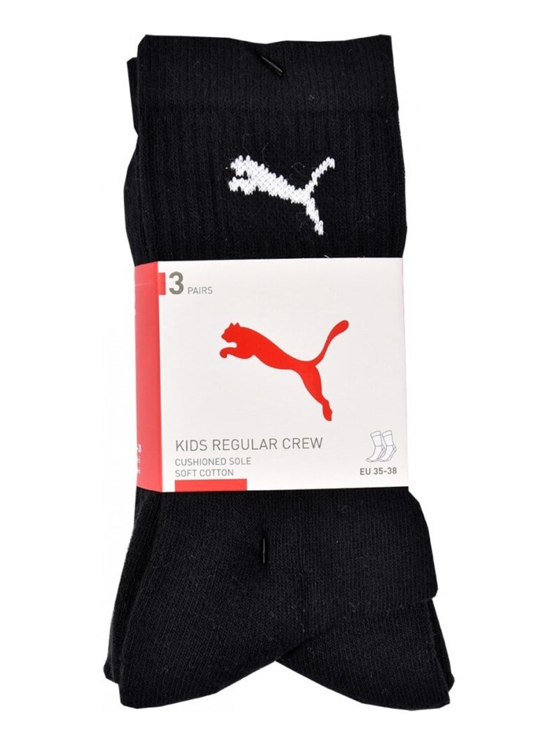 Chaussettes Sport PUMA Tennis CREW JUNIOR - Pack de 3 Noir - Kiabi
