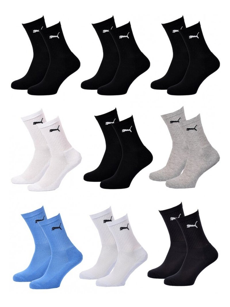 Chaussettes Sport PUMA Tennis CREW JUNIOR - Pack de 9 Multicolore - Kiabi