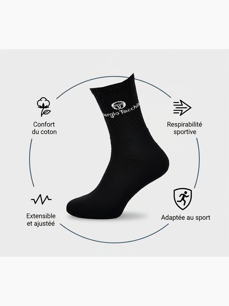 Chaussettes SPORT SERGIO TACCHINI - Pack de 12 Paires Noir - Kiabi