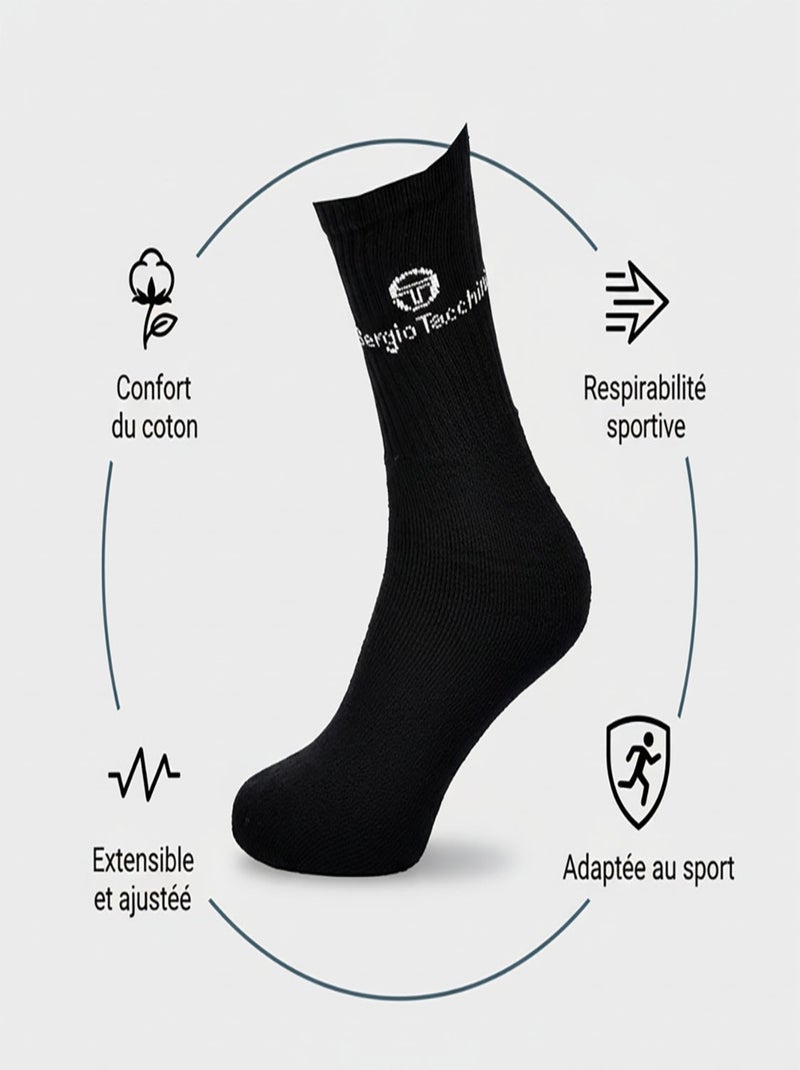 Chaussettes SPORT SERGIO TACCHINI - Pack de 3 Paires Noir - Kiabi