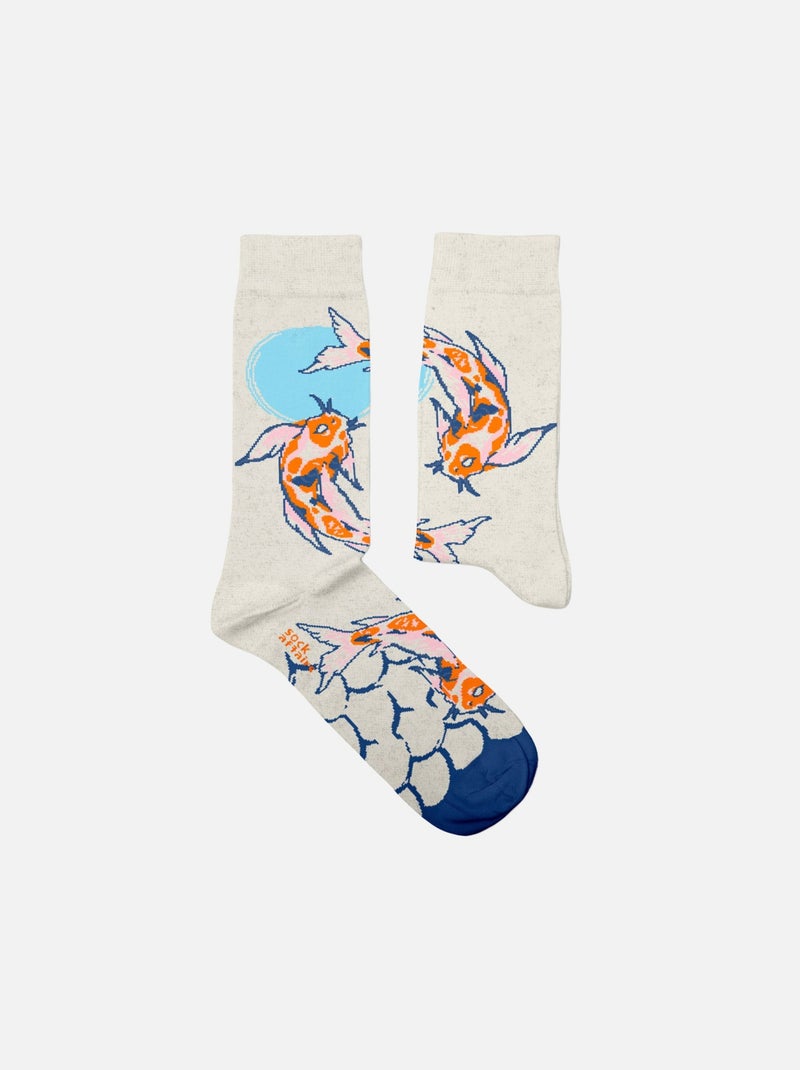Chaussettes Tatouage Carpes Koï Gris - Kiabi