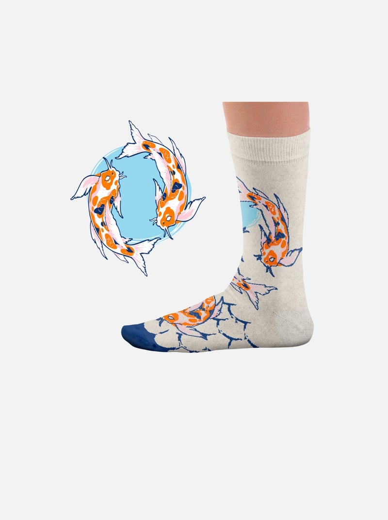 Chaussettes Tatouage Carpes Koï Gris - Kiabi
