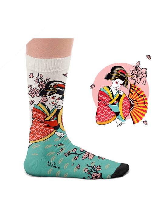 Chaussettes Tatouage Traditionnel Geisha - Kiabi