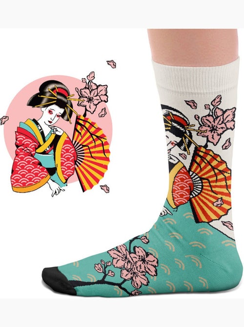 Chaussettes Tatouage Traditionnel Geisha - Kiabi