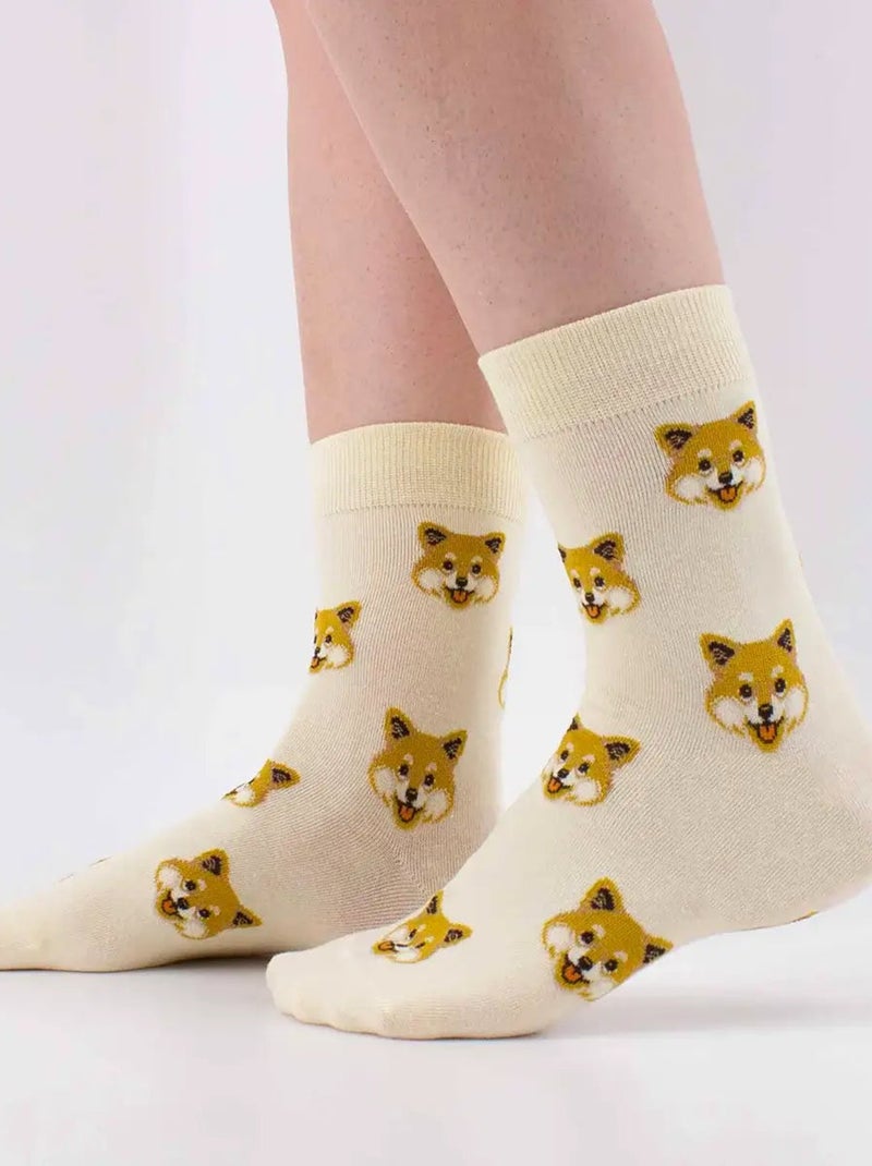 Chaussettes Têtes de chiens | Titeschaussettes Beige - Kiabi