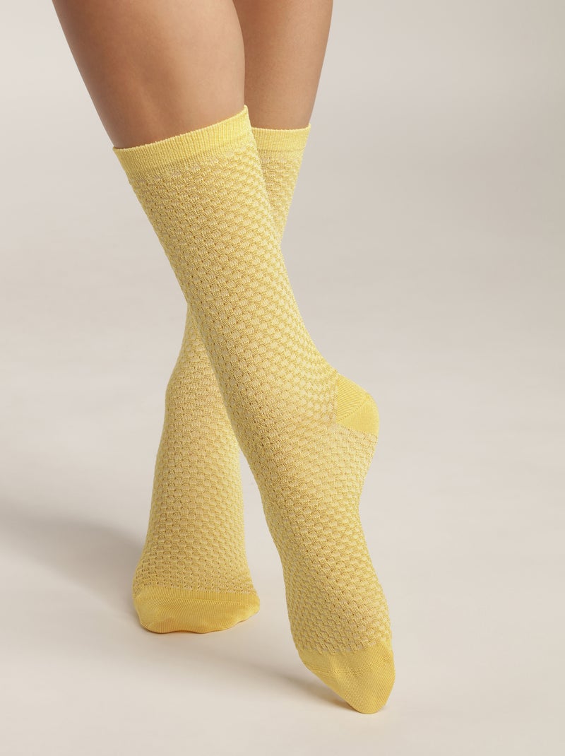 Chaussettes texturées effet gaufré Style Jaune - Kiabi