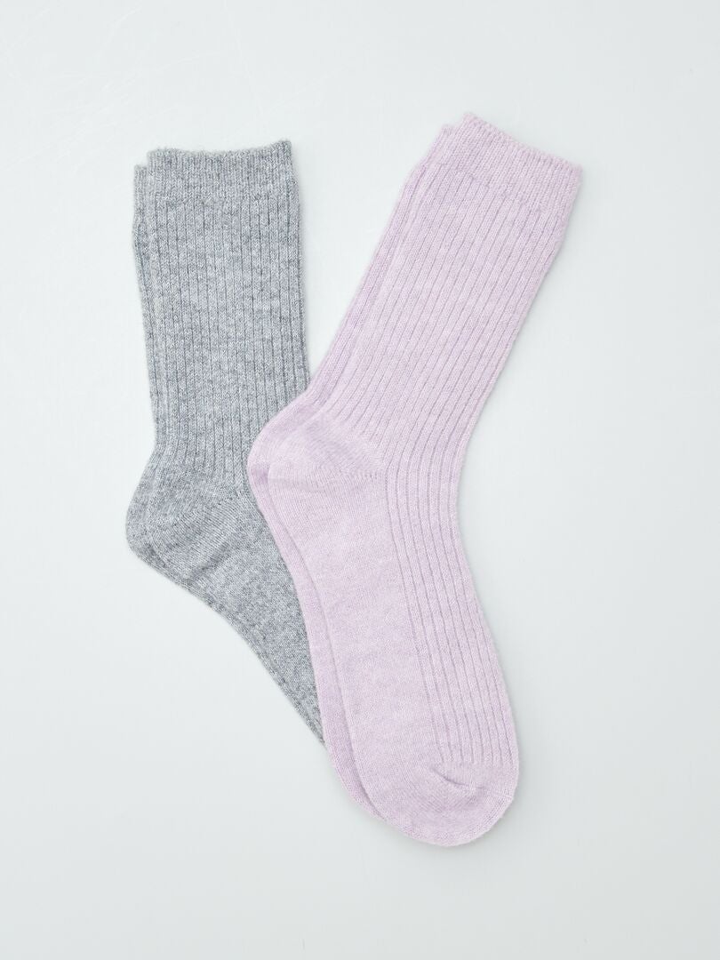 Chaussettes tiges hautes Violet - Kiabi