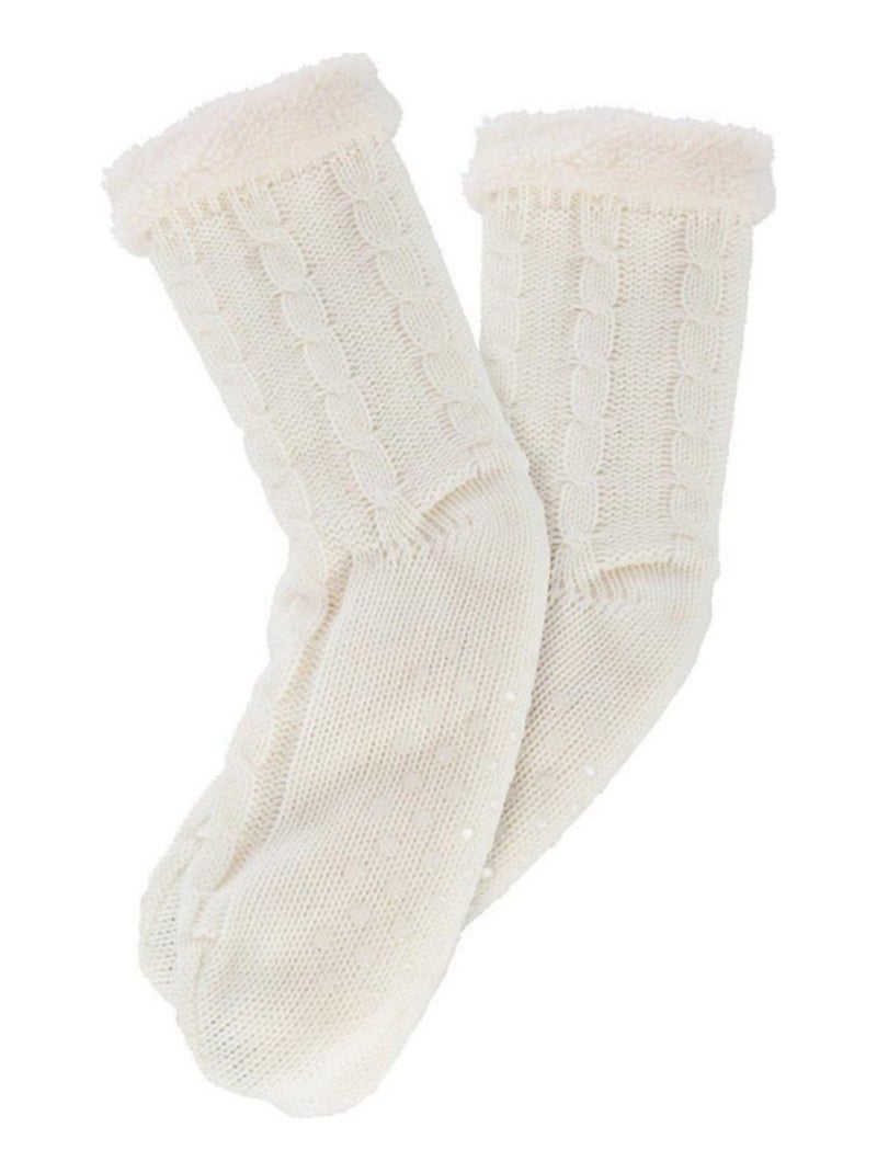 Chaussettes tricot taille unique ivoire Blanc - Kiabi