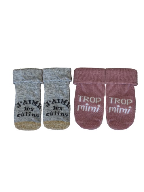 Chaussettes Trop Mimi & J aime les Câlinsx2 Les Chatounets - Kiabi