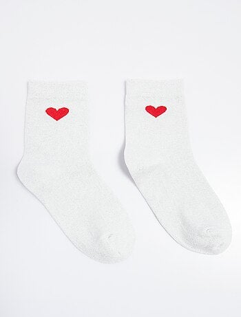 Chaussettes unies avec motif c¿ur - AFIBEL