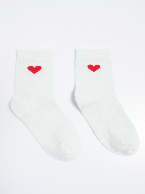 Chaussettes unies avec motif c¿ur - AFIBEL - Kiabi