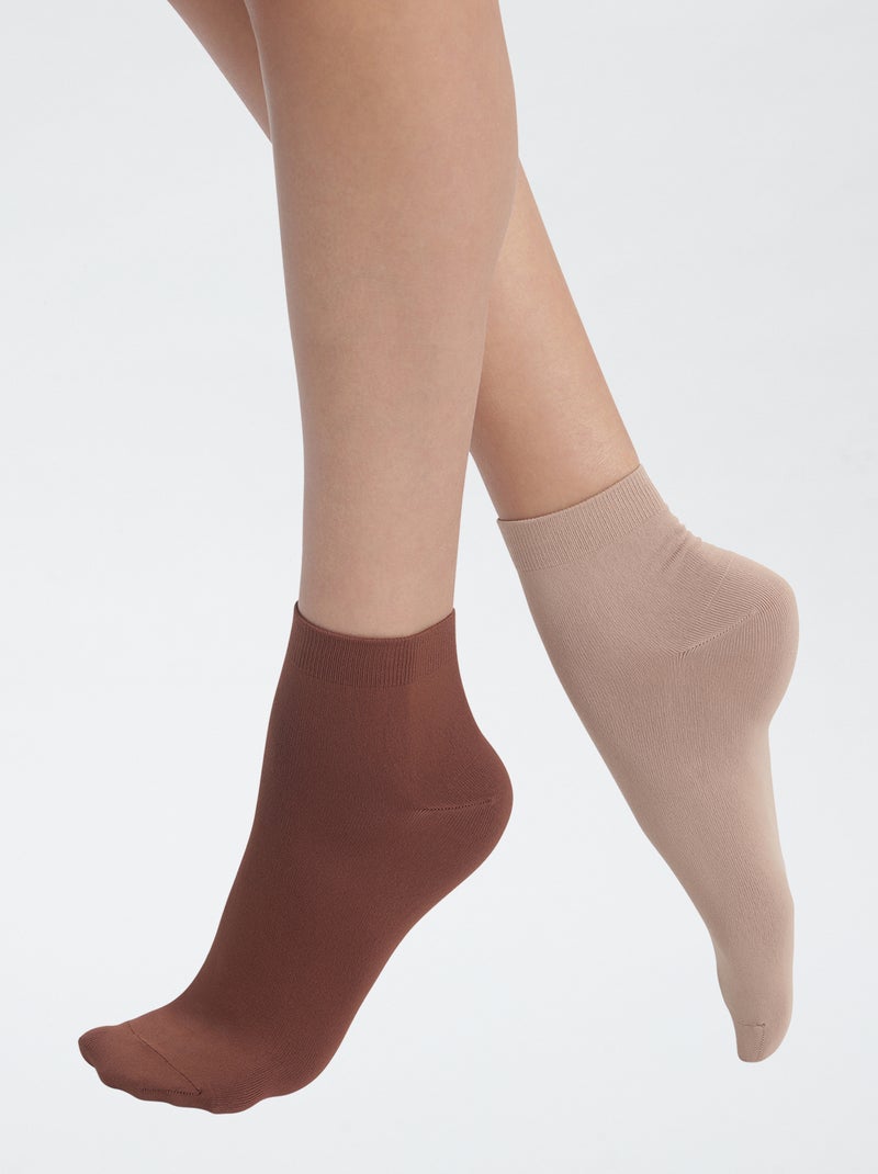 Chaussettes unies 'DIM' Marron - Kiabi