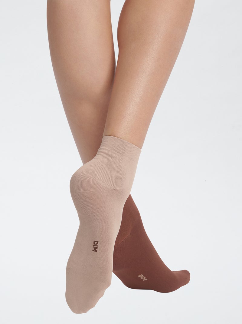 Chaussettes unies 'DIM' Marron - Kiabi