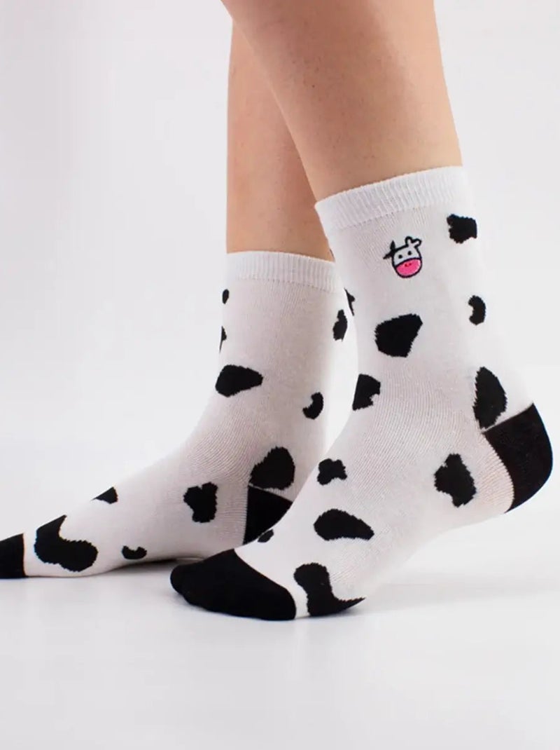 Chaussettes Vache Longue | Titeschaussettes Blanc Noir - Kiabi