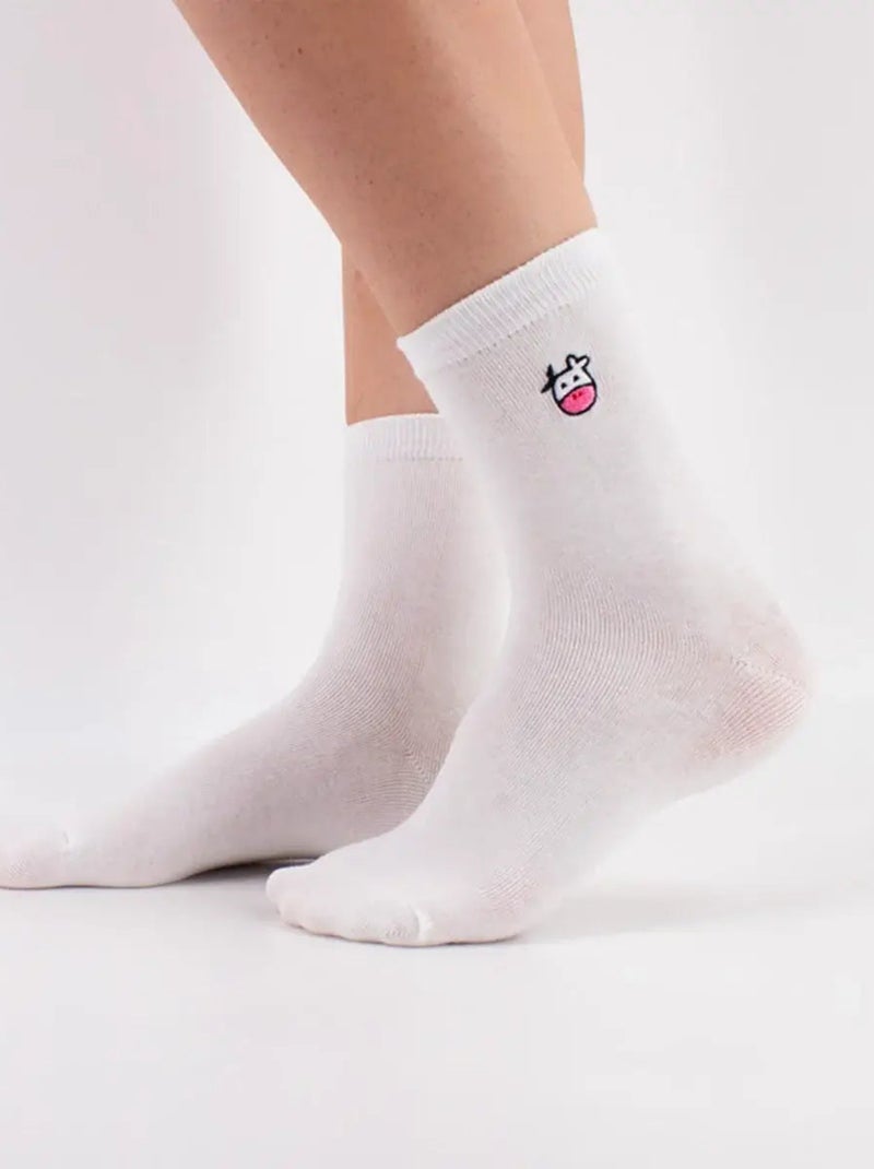 Chaussettes Vache Longue | Titeschaussettes Blanc Rose - Kiabi