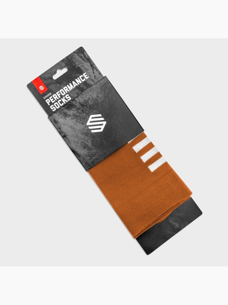 Chaussettes vélo cyclisme homme et femme s1 ochre major Marron - Kiabi