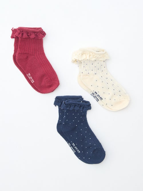 Chaussettes volantées - Lot de 3 - Kiabi