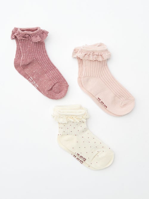 Chaussettes volantées - Lot de 3 - Kiabi