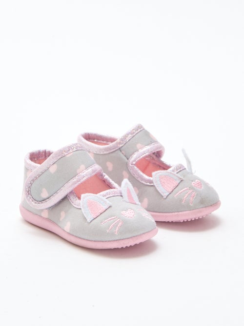 Chausson ballerine animée à scratch - Kiabi