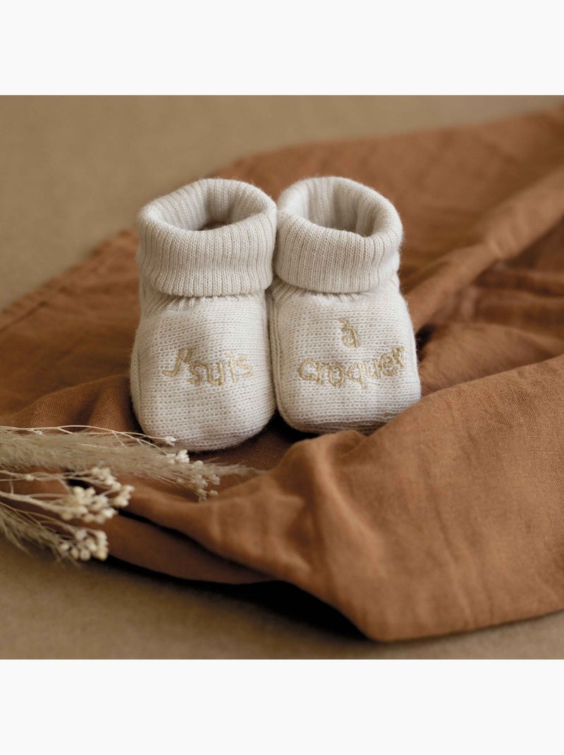 Chausson bébé avec broderie Beige - Kiabi