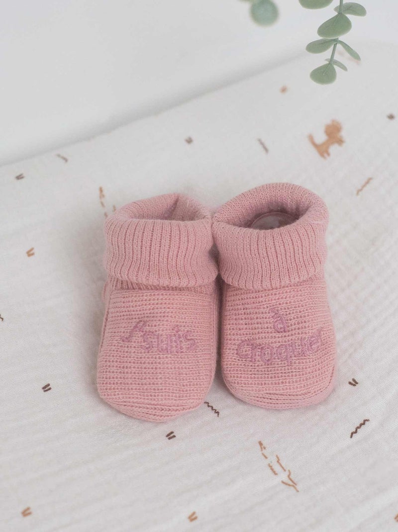 Chausson Bébé Avec Broderie Rose - Kiabi