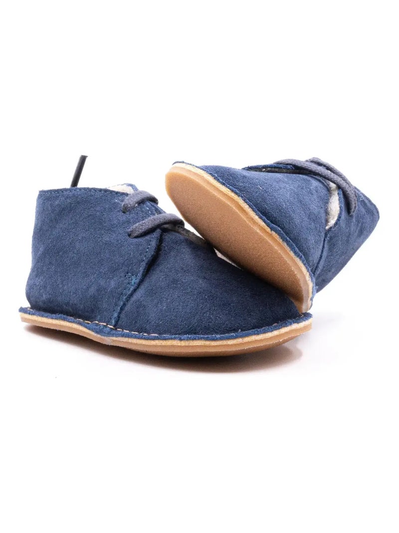 Chausson Bebe Fourré Laine - Boni Sven Noir Bleu ciel - Kiabi