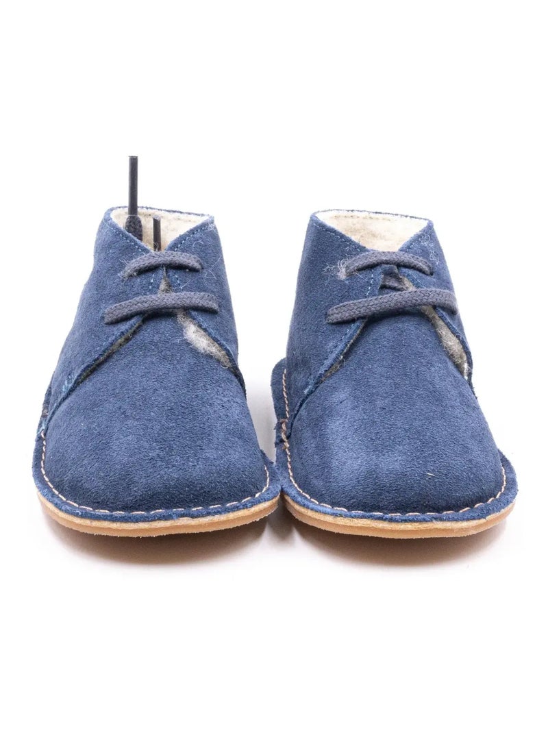 Chausson Bebe Fourré Laine - Boni Sven Noir Bleu ciel - Kiabi