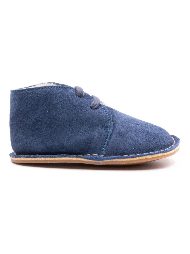 Chausson Bebe Fourré Laine - Boni Sven Noir Bleu ciel - Kiabi