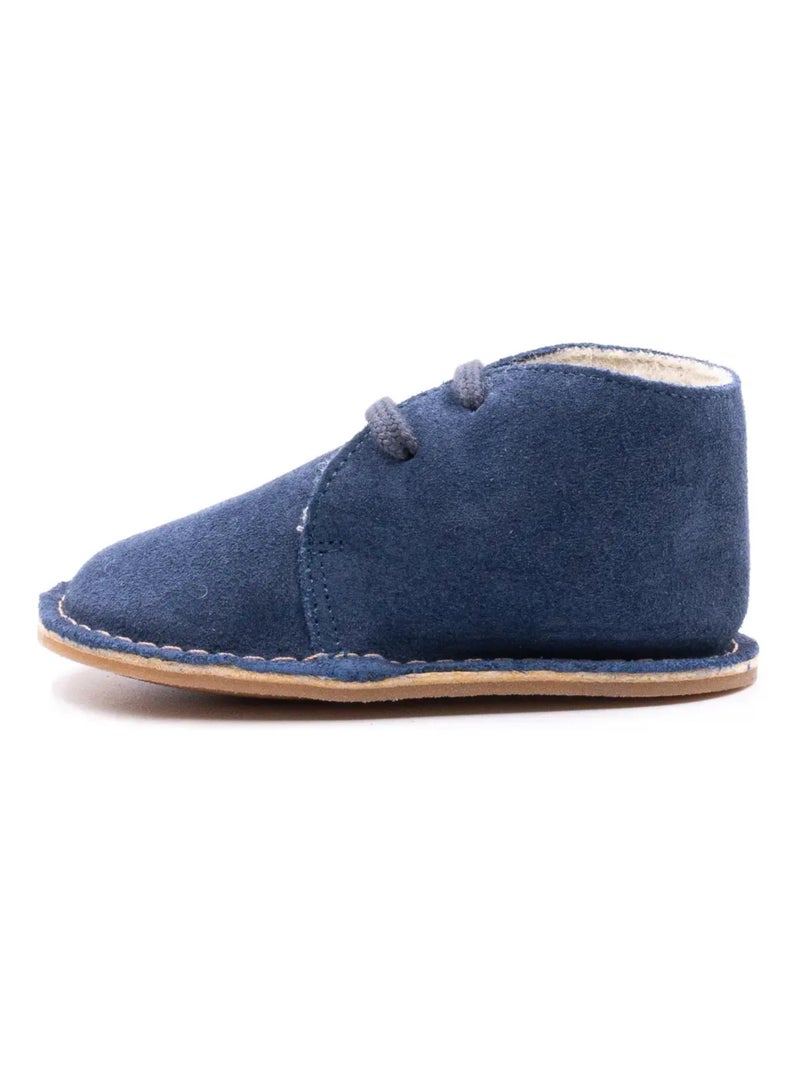 Chausson Bebe Fourré Laine - Boni Sven Noir Bleu ciel - Kiabi