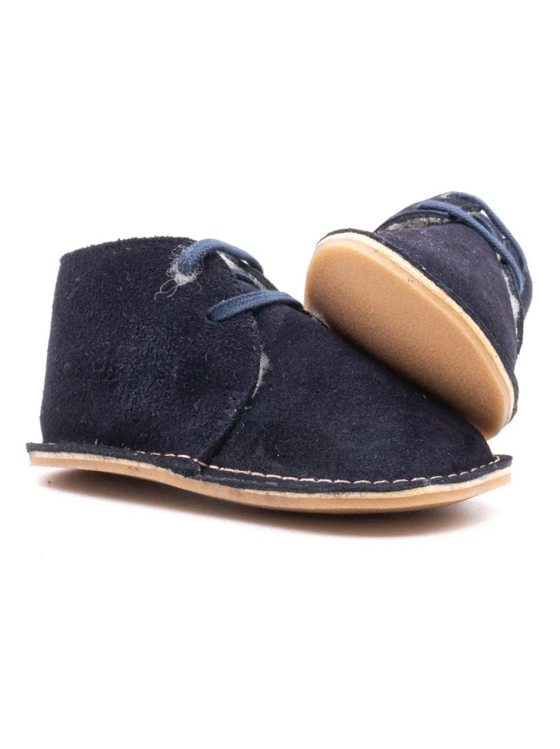 Chausson Bebe Fourré Laine - Boni Sven Noir Bleu marine Bleu - Kiabi