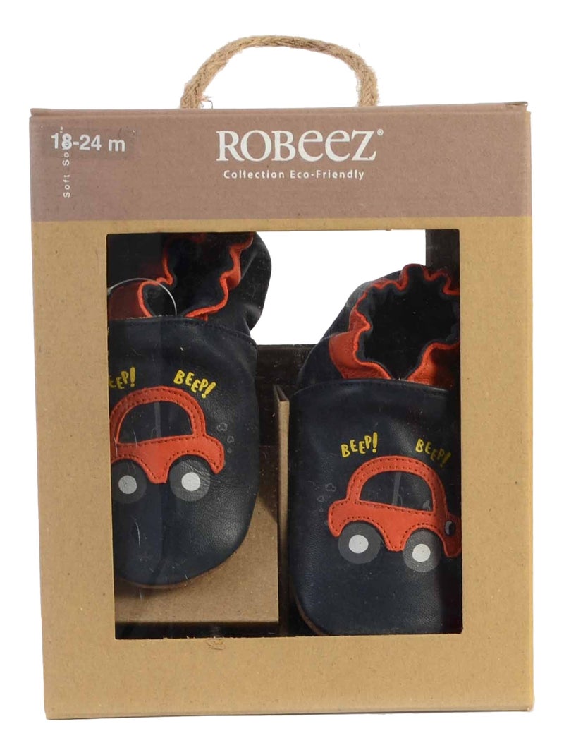 Chausson Cuir Enfant Robeez Beep Beep Bleu - Kiabi
