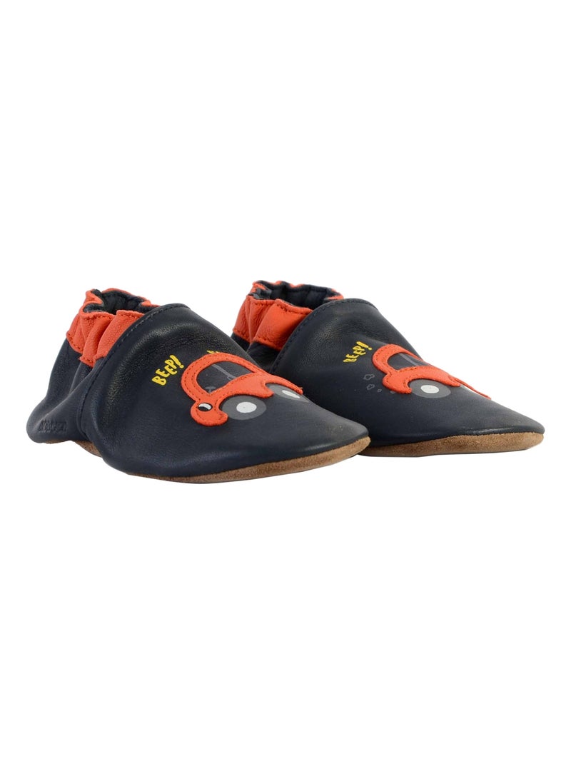 Chausson Cuir Enfant Robeez Beep Beep Bleu - Kiabi